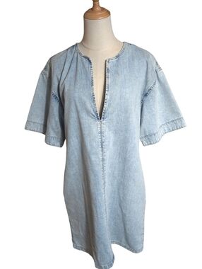 Frame Denim Light Wash Blue Denim Mini Dress